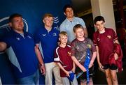 10 May 2025; Leinster players Tadhg Furlong, Tommy O'Brien and Alex Soroka with supporters in Autograph Alley before the United Rugby Championship match between Leinster and Zebre Parma at the Aviva Stadium in Dublin. Photo by Seb Daly/Sportsfile