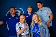 10 May 2025; Leinster players Tadhg Furlong, Tommy O'Brien and Alex Soroka with supporters in Autograph Alley before the United Rugby Championship match between Leinster and Zebre Parma at the Aviva Stadium in Dublin. Photo by Seb Daly/Sportsfile