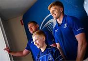 10 May 2025; Leinster players Tadhg Furlong, Tommy O'Brien and Alex Soroka with supporters in Autograph Alley before the United Rugby Championship match between Leinster and Zebre Parma at the Aviva Stadium in Dublin. Photo by Seb Daly/Sportsfile