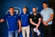 10 May 2025; Leinster players Tadhg Furlong, Tommy O'Brien and Alex Soroka with supporters in Autograph Alley before the United Rugby Championship match between Leinster and Zebre Parma at the Aviva Stadium in Dublin. Photo by Seb Daly/Sportsfile