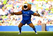 10 May 2025; Leinster mascot Leo the Lion before the United Rugby Championship match between Leinster and Zebre Parma at the Aviva Stadium in Dublin. Photo by Seb Daly/Sportsfile