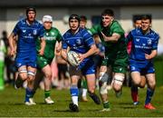 10 May 2025; Cormac Hurley of Leinster in action against Connacht during the Junior Interprovincial Rugby Championship Round 2 match between Leinster and Connacht at Balbriggan RFC in Balbriggan, Dublin. Photo by Matt Browne/Sportsfile
