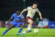 9 May 2025; ED McCarthy of Galway United in action against James Olayinka of Waterford during the SSE Airtricity Men's Premier Division match between Waterford and Galway United at the Regional Sports Centre in Waterford. Photo by Matt Browne/Sportsfile