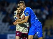9 May 2025; Kacper Radkowski of Waterford in action against Colm Horgan of Galway United during the SSE Airtricity Men's Premier Division match between Waterford and Galway United at the Regional Sports Centre in Waterford. Photo by Matt Browne/Sportsfile