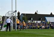 10 May 2025; Andrew Ormond of Tipperary, right, scores a goal during the Munster GAA Hurling Senior Championship Round 3 match between Clare and Tipperary at Zimmer Biomet Páirc Chíosóg in Ennis, Clare. Photo by Ray McManus/Sportsfile