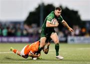 10 May 2025; JJ Hanrahan of Connacht is tackled by Darcy Graham of Edinburgh during the United Rugby Championship match between Connacht and Edinburgh at Dexcom Stadium in Galway. Photo by Thomas Flinkow/Sportsfile