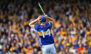 10 May 2025; John McGrath of Tipperary reacts to a missed opertunity during the Munster GAA Hurling Senior Championship Round 3 match between Clare and Tipperary at Zimmer Biomet Páirc Chíosóg in Ennis, Clare. Photo by Ray McManus/Sportsfile