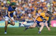 10 May 2025; Tony Kelly of Clare in action against Robert Doyle of Tipperary during the Munster GAA Hurling Senior Championship Round 3 match between Clare and Tipperary at Zimmer Biomet Páirc Chíosóg in Ennis, Clare. Photo by John Sheridan/Sportsfile