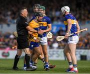 10 May 2025; David Reidy of Clare and Michael Breen of Tipperary, right, during the Munster GAA Hurling Senior Championship Round 3 match between Clare and Tipperary at Zimmer Biomet Páirc Chíosóg in Ennis, Clare. Photo by John Sheridan/Sportsfile