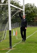 11 May 2025; Referee Sean Hurson checks the goal area before the Táilteann Cup match between Sligo and Tipperary at Kilcoyne Memorial Park in Tubbercurry, Sligo. Photo by Ray McManus/Sportsfile