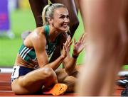 11 May 2025; Sharlene Mawdsley of Ireland celebrates after winning the women's 4x400m World Championship Qualifying Round 2 and qualifying for the 2025 Tokyo World Athletics Championships during day two of the 2025 World Athletics Relays at Guangdong Olympic Stadium in Guangzhou, China. Photo by Nikola Krstic/Sportsfile