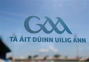 11 May 2025; A GAA logo is seen before the Dalata Hotel Group GAA Football All-Ireland U20 Championship semi-final match between Kerry and Tyrone at Laois Hire O'Moore Park in Portlaoise, Laois. Photo by Thomas Flinkow/Sportsfile
