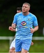11 May 2025; Paul Murphy of North End United celebrates after scoring his side's first goal, a penalty, during the Sports Direct Men’s FAI Cup first round match between North End United and Castlebar Celtic at Hollygrove Townparks in Wexford. Photo by Tyler Miller/Sportsfile