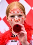 11 May 2025; Louth supporter Anna Donoghue, age 9, Monasterboice, before the Leinster GAA Football Senior Championship final match between Louth and Meath at Croke Park in Dublin. Photo by Ramsey Cardy/Sportsfile