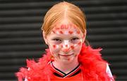 11 May 2025; Louth supporter Anna Donoghue, age 9, Monasterboice, before the Leinster GAA Football Senior Championship final match between Louth and Meath at Croke Park in Dublin. Photo by Ramsey Cardy/Sportsfile