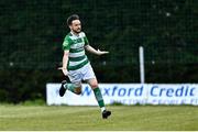 11 May 2025; Dylan Edwards of Castlebar Celtic celebrates after scoring his side's third goal during the Sports Direct Men’s FAI Cup first round match between North End United and Castlebar Celtic at Hollygrove Townparks in Wexford. Photo by Tyler Miller/Sportsfile