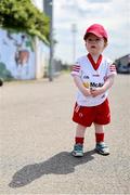 11 May 2025; Tyrone supporter Hugh McNulty, age 2, son of Tyrone coach Diarmaid McNulty, before the Dalata Hotel Group GAA Football All-Ireland U20 Championship semi-final match between Kerry and Tyrone at Laois Hire O'Moore Park in Portlaoise, Laois. Photo by Thomas Flinkow/Sportsfile