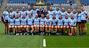 11 May 2025; The Dublin squad before the TG4 Leinster LGFA Senior Football Championship final match between Dublin and Meath at Croke Park in Dublin. Photo by Piaras Ó Mídheach/Sportsfile
