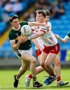 11 May 2025; Ben Murphy of Kerry in action against Seán Broderick of Tyrone during the Dalata Hotel Group GAA Football All-Ireland U20 Championship semi-final match between Kerry and Tyrone at Laois Hire O'Moore Park in Portlaoise, Laois. Photo by Thomas Flinkow/Sportsfile