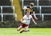 11 May 2025; Liam Óg Mossey of Tyrone is tackled by Killian Dennehy of Kerry during the Dalata Hotel Group GAA Football All-Ireland U20 Championship semi-final match between Kerry and Tyrone at Laois Hire O'Moore Park in Portlaoise, Laois. Photo by Thomas Flinkow/Sportsfile