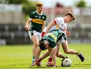 11 May 2025; Maidhcí Lynch of Kerry in action against Liam Óg Mossey of Tyrone during the Dalata Hotel Group GAA Football All-Ireland U20 Championship semi-final match between Kerry and Tyrone at Laois Hire O'Moore Park in Portlaoise, Laois. Photo by Thomas Flinkow/Sportsfile