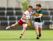 11 May 2025; Ruairí McCullagh of Tyrone in action against Aodhna Ó Beaglaoich of Kerry during the Dalata Hotel Group GAA Football All-Ireland U20 Championship semi-final match between Kerry and Tyrone at Laois Hire O'Moore Park in Portlaoise, Laois. Photo by Thomas Flinkow/Sportsfile