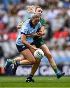 11 May 2025; Chloe Darby of Dublin in action against Mary Kate Lynch of Meath during the TG4 Leinster LGFA Senior Football Championship final match between Dublin and Meath at Croke Park in Dublin. Photo by Piaras Ó Mídheach/Sportsfile