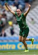 11 May 2025; Niamh Gallogly of Meath celebrates after scoring her side's first goal during the TG4 Leinster LGFA Senior Football Championship final match between Dublin and Meath at Croke Park in Dublin. Photo by Piaras Ó Mídheach/Sportsfile