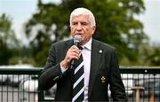 11 May 2025; IRFU Junior vice-president Tony O'Byrne during the opening ceremony for the new Stillorgan Rathfarnham RFC Clubhouse at Stillorgan Rathfarnham RFC in Stillorgan, Dublin. Photo by Ben McShane/Sportsfile