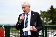 11 May 2025; Leinster rugby president Declan Gardiner during the opening ceremony for the new Stillorgan Rathfarnham RFC Clubhouse at Stillorgan Rathfarnham RFC in Stillorgan, Dublin. Photo by Ben McShane/Sportsfile