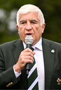 11 May 2025; IRFU Junior vice-president Tony O'Byrne during the opening ceremony for the new Stillorgan Rathfarnham RFC Clubhouse at Stillorgan Rathfarnham RFC in Stillorgan, Dublin. Photo by Ben McShane/Sportsfile