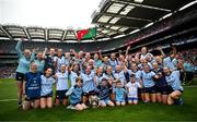 11 May 2025; The Dublin team celebrate after the TG4 Leinster LGFA Senior Football Championship final match between Dublin and Meath at Croke Park in Dublin. Photo by Ramsey Cardy/Sportsfile