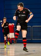 11 May 2025; Jamie Linden of Dundalk celebrates after scoring during the LOI Cairdeas Cup Festival match between Dundalk and Sligo Rovers at the National Indoor Arena on the Sport Ireland Campus in Dublin. Photo by Stephen McCarthy/Sportsfile