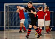 11 May 2025; Jamie Linden of Dundalk celebrates after scoring during the LOI Cairdeas Cup Festival match between Dundalk and Sligo Rovers at the National Indoor Arena on the Sport Ireland Campus in Dublin. Photo by Stephen McCarthy/Sportsfile