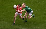 11 May 2025; Kieran McArdle of Louth in action against Mathew Costello of Meath during the Leinster GAA Football Senior Championship final match between Louth and Meath at Croke Park in Dublin. Photo by Ben McShane/Sportsfile