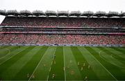 11 May 2025; Louth players break from the pre-match parade before the Leinster GAA Football Senior Championship final match between Louth and Meath at Croke Park in Dublin. Photo by Ben McShane/Sportsfile