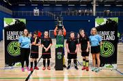 11 May 2025; The Drogheda United team and coaches before the LOI Cairdeas Cup Festival at the National Indoor Arena on the Sport Ireland Campus in Dublin. Photo by Stephen McCarthy/Sportsfile