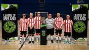 11 May 2025; The Derry City team before the LOI Cairdeas Cup Festival at the National Indoor Arena on the Sport Ireland Campus in Dublin. Photo by Stephen McCarthy/Sportsfile
