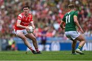11 May 2025; Kieran McArdle of Louth in action against Ruairí Kinsella of Meath during the Leinster GAA Football Senior Championship final match between Louth and Meath at Croke Park in Dublin. Photo by Piaras Ó Mídheach/Sportsfile