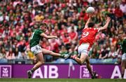 11 May 2025; Ruairí Kinsella of Meath in action against Andy McDonnell of Louth during the Leinster GAA Football Senior Championship final match between Louth and Meath at Croke Park in Dublin. Photo by Ramsey Cardy/Sportsfile