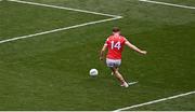11 May 2025; Sam Mulroy of Louth scores his side's first goal, a penalty, during the Leinster GAA Football Senior Championship final match between Louth and Meath at Croke Park in Dublin. Photo by Ben McShane/Sportsfile