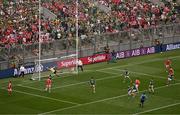 11 May 2025; Craig Lennon of Louth, 7, scores his side's third goal past Meath goalkeeper Billy Hogan during the Leinster GAA Football Senior Championship final match between Louth and Meath at Croke Park in Dublin. Photo by Ben McShane/Sportsfile