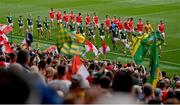 11 May 2025; A general view of the parade before the Leinster GAA Football Senior Championship final match between Louth and Meath at Croke Park in Dublin. Photo by Ramsey Cardy/Sportsfile
