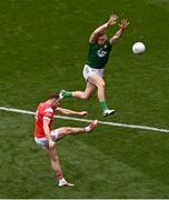 11 May 2025; Sam Mulroy of Louth in action against Jack Flynn of Meath during the Leinster GAA Football Senior Championship final match between Louth and Meath at Croke Park in Dublin. Photo by Ben McShane/Sportsfile