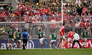 11 May 2025; Craig Lennon of Louth, 7, scores his side's third goal during the Leinster GAA Football Senior Championship final match between Louth and Meath at Croke Park in Dublin. Photo by Ramsey Cardy/Sportsfile