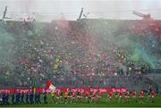 11 May 2025; A general view of the parade before the Leinster GAA Football Senior Championship final match between Louth and Meath at Croke Park in Dublin. Photo by Ramsey Cardy/Sportsfile