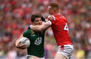 11 May 2025; James Conlon of Meath in action against Donal McKenny of Louth during the Leinster GAA Football Senior Championship final match between Louth and Meath at Croke Park in Dublin. Photo by Ramsey Cardy/Sportsfile