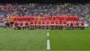 11 May 2025; The Louth squad before the Leinster GAA Football Senior Championship final match between Louth and Meath at Croke Park in Dublin. Photo by Piaras Ó Mídheach/Sportsfile