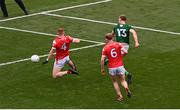 11 May 2025; Mathew Costello of Meath scores his side's first goal during the Leinster GAA Football Senior Championship final match between Louth and Meath at Croke Park in Dublin. Photo by Ben McShane/Sportsfile