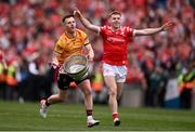 11 May 2025; Louth goalkeeper Niall McDonnell, left, and Peter Lynch of Louth bring the Delaney Cup toward the Louth supporters on Hill 16 after their side's victory in the Leinster GAA Football Senior Championship final match between Louth and Meath at Croke Park in Dublin. Photo by Ben McShane/Sportsfile